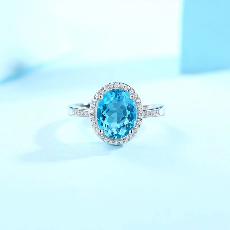 925 Sterling Silver Ring with Natural Topaz Gemstone