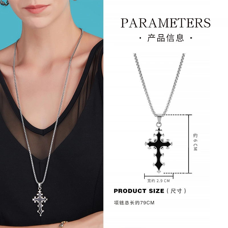 Cross Necklace Stainless Steel Cross Pendant Necklace Simple Jewelry Gifts Cross Chain Necklace