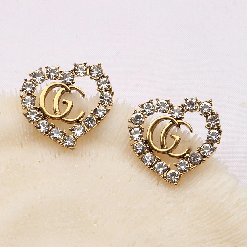 2023 New Design Super Shiny Big Dangle Earrings Women Full Rhinestone Large Heart Earrings Wholesale