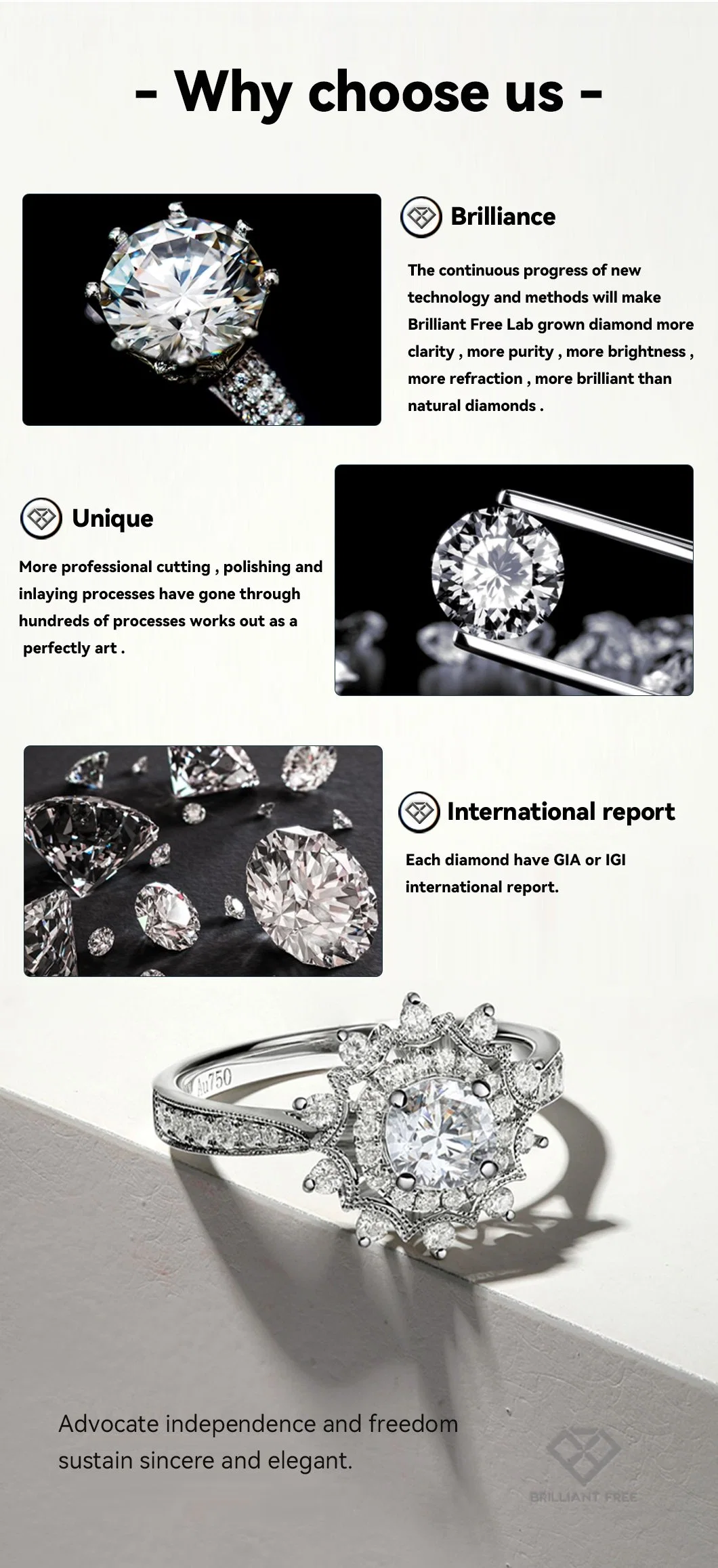 Lab Grown Diamond Igi/Gia Design OEM/ODM 18K 14K 10K Gold Silver Engagement Ring Gemstone Fashion Ring Jewellery