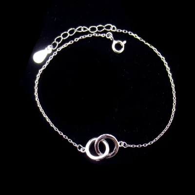 Bracciale alla moda in vero argento con zirconi cubici a forma rotonda doppia per appuntamento con una ragazza