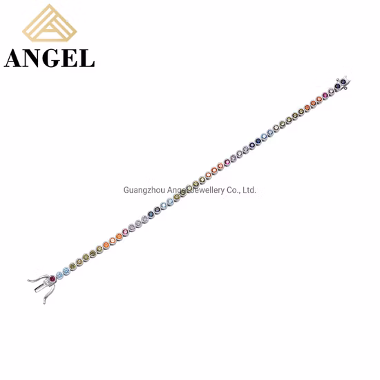 Accessori all'ingrosso Gioielli in argento 925 Arcobaleno Cubic Zirconia Pietra preziosa Pietra di cristallo Elegante Orecchini a cerchio a goccia Collane Gioielleria raffinata Bracciali alla moda