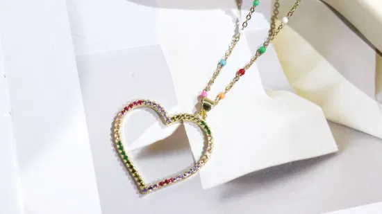 Collana con ciondolo a forma di cuore, collana con ciondolo a stella, vendite calde di Amazon, con zircone AAA