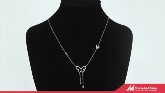 Collana in argento sterling 925 di alta qualità con pendente a farfalla