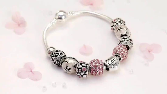 Bracciale con fiori bling con perline e zirconi cubici per donne e ragazze